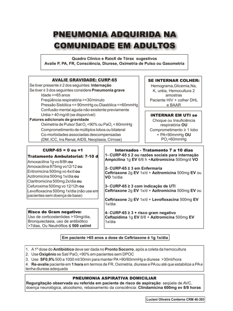Pneumonia Adquirida na Comunidade em Adultos | PDF | Pneumonia ...