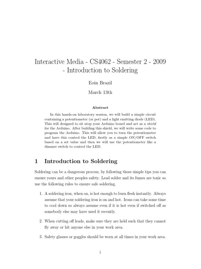 Updated Soldering and Prototyping Tutorial | PDF | Soldering ...