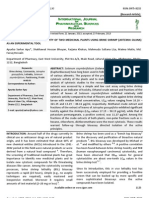 Assessment of Cytotoxic Activity of Two Medicinal Plants Using Brine Shrimp (Artemia Salina) as an Experimental Tool