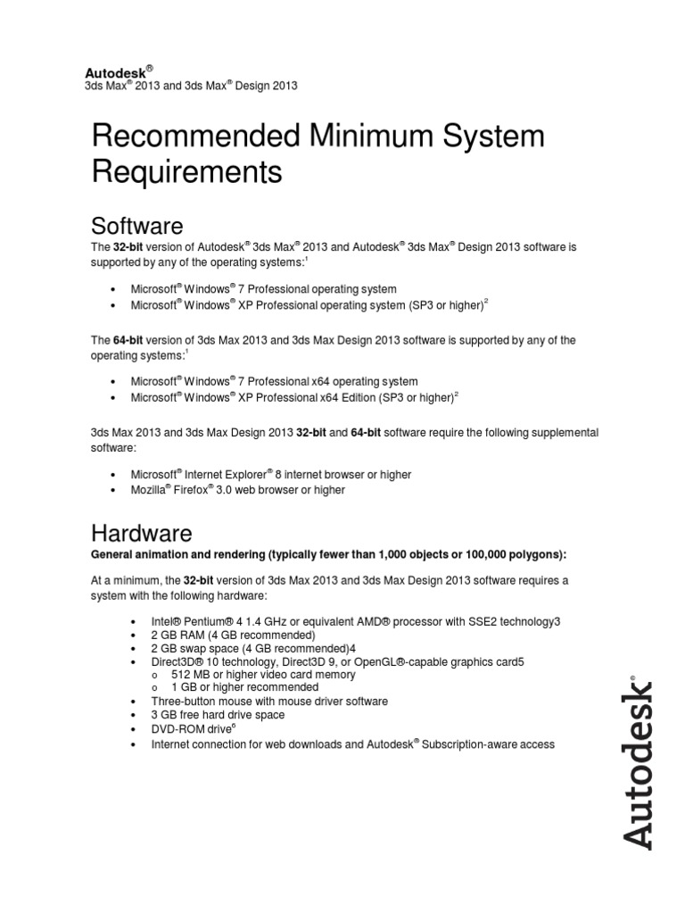 3ds Max 3ds Max Design Requirements Us | PDF