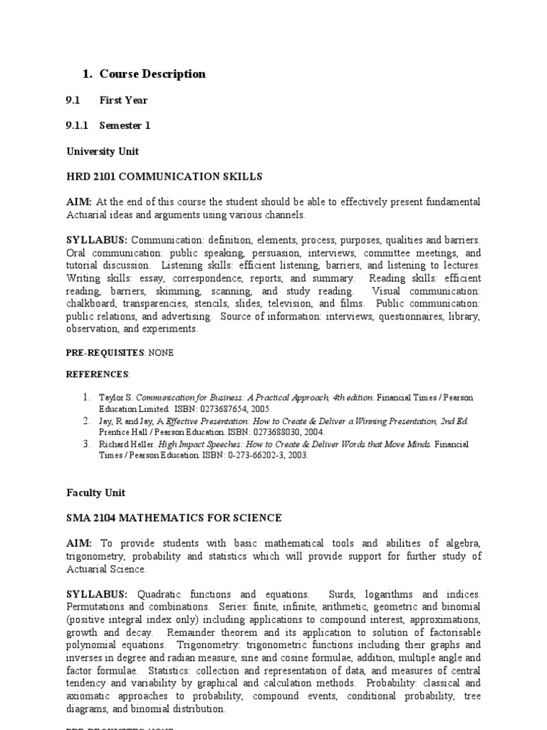 Actuarial Science Course Syllabus Overview | PDF | Linear Algebra ...