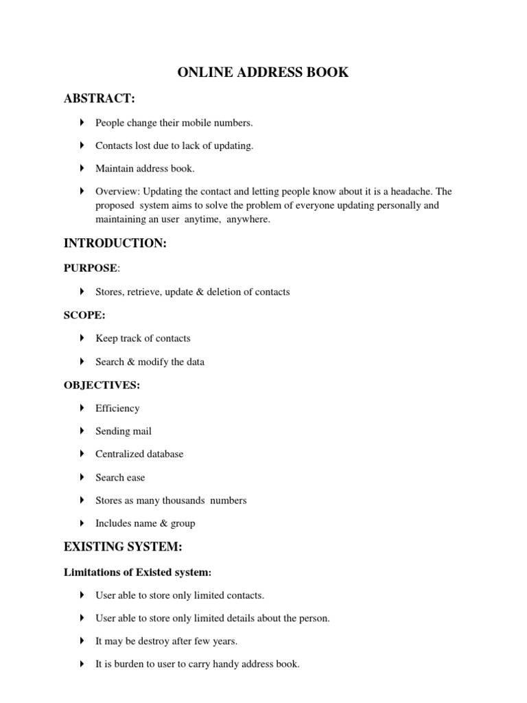 Online Address Book Management System | PDF | Class (Computer ...
