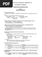 Water Technology: Chemistry Question Bank For-Part A