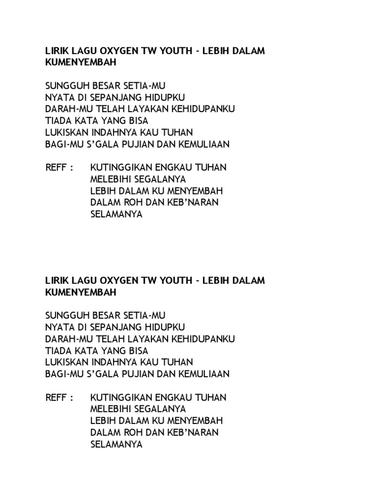 Lebih Dalam Kumenyembah Chords