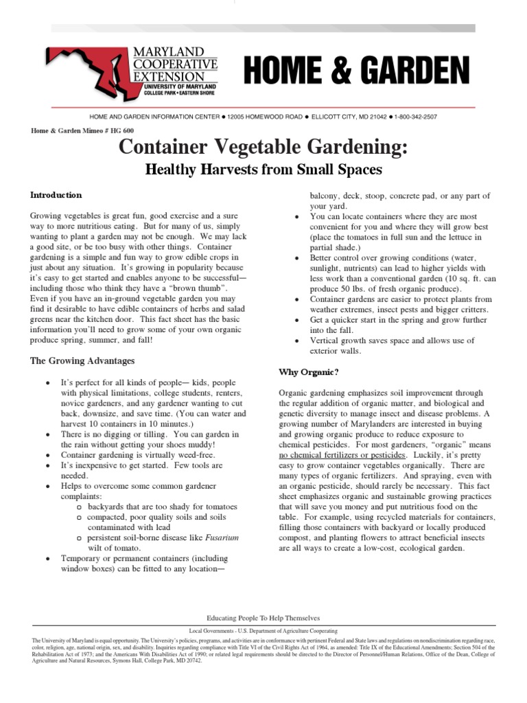 Container Gardening for Beginners | PDF | Compost | Vegetables