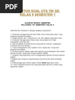 Download Contoh Soal Uts Tik Sd Kelas 5 Semester 1 by Hadi Sulistijono SN130128533 doc pdf