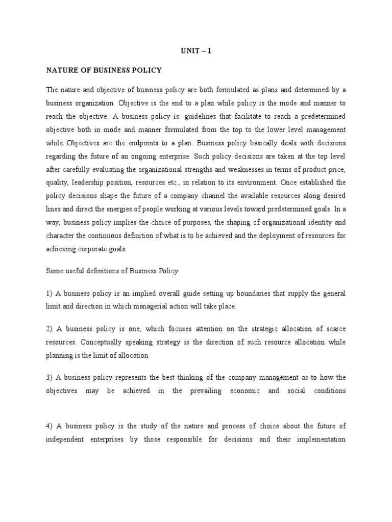 Bussiness Policy Notes | PDF | Forecasting | Strategic Management