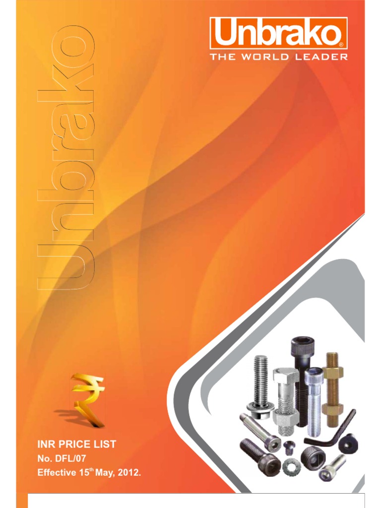 Unbrako Price List PDF Screw Mechanical Engineering