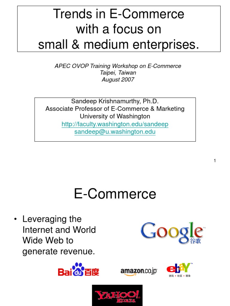 Trends in E-Commerce With A Focus On Small & Medium Enterprises. | PDF ...
