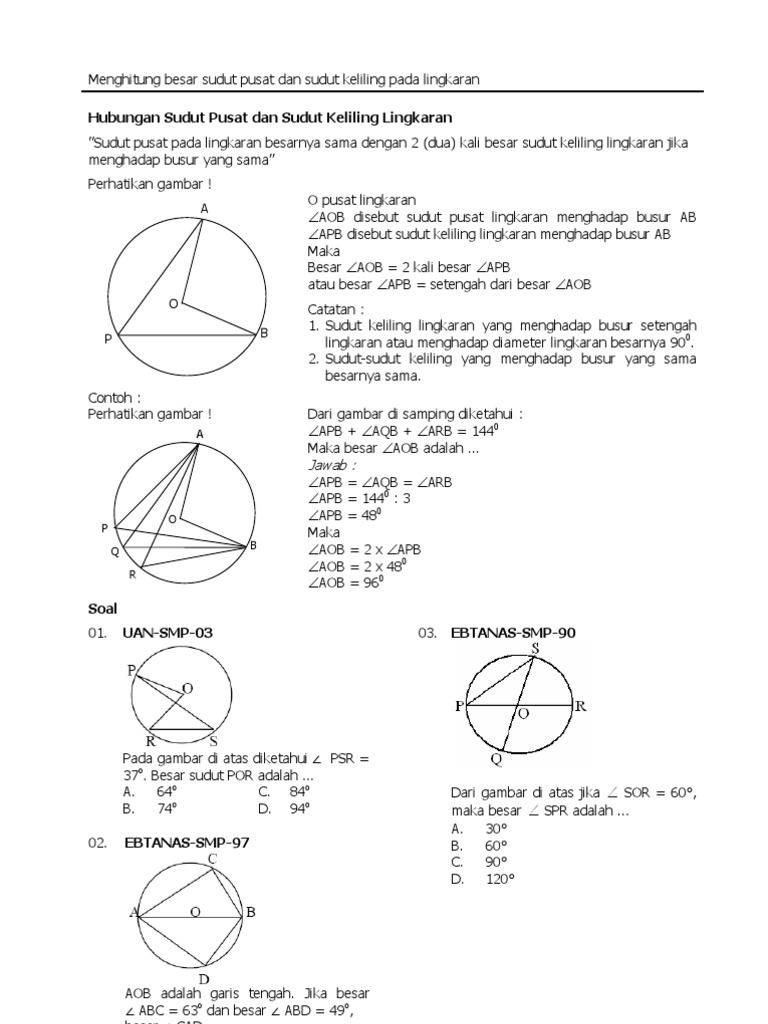 16 Sudut Pada Lingkaran