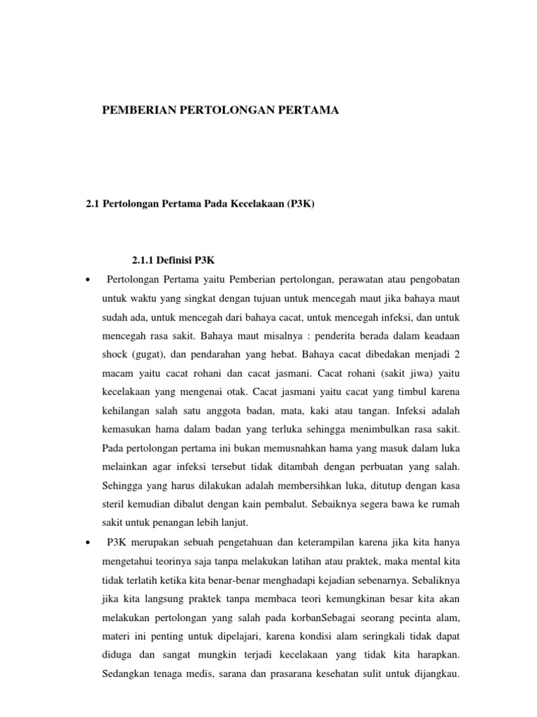 Makalah Pertolongan Pertama Pada Kecelakaan