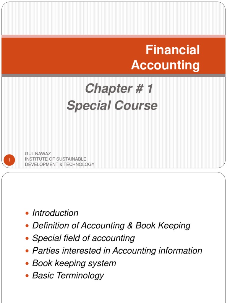 Financial Accounting: Chapter # 1 Special Course | PDF | Expense ...