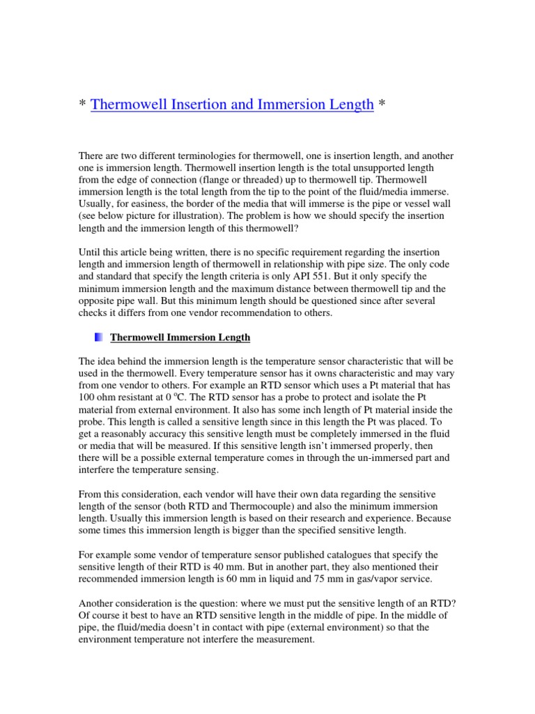 Thermowell Insertion and Immersion+Length PDF
