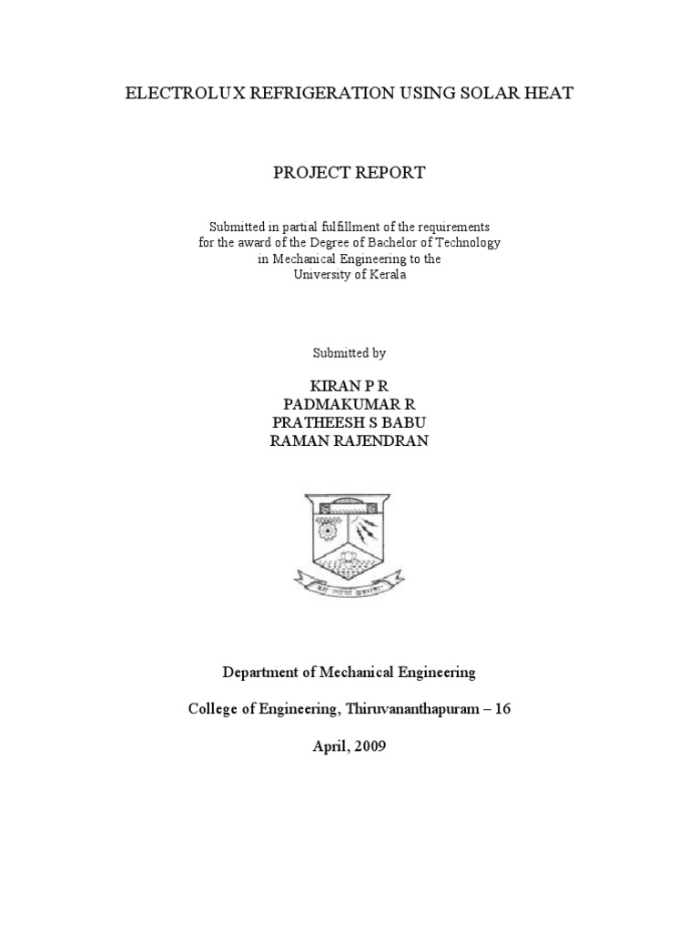 Electrolux Solar Refrigeration System | PDF | Refrigeration | Heat ...