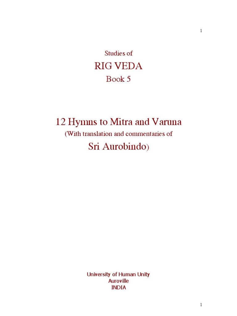 RIG VEDA Book 5: Hymns to Mitra & Varuna | PDF | Plane (Esotericism ...