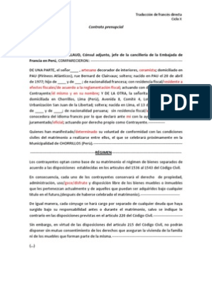 Contrato Prenupcial | PDF | Matrimonio | Instituciones sociales