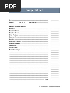 Budget Sheet