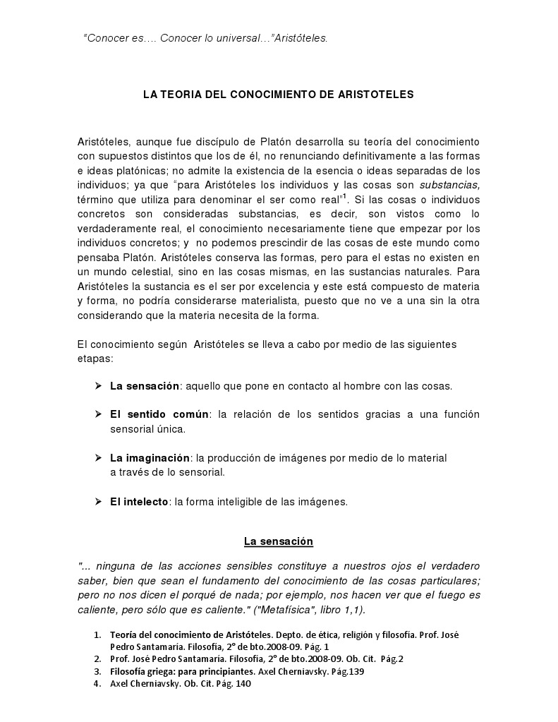 La Teoria Del Conocimiento de Aristoteles Aristóteles