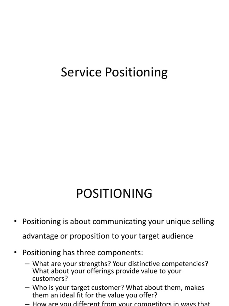 Service Positioning Strategies Explained | PDF
