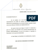 La Carta de CFK a Bergoglio