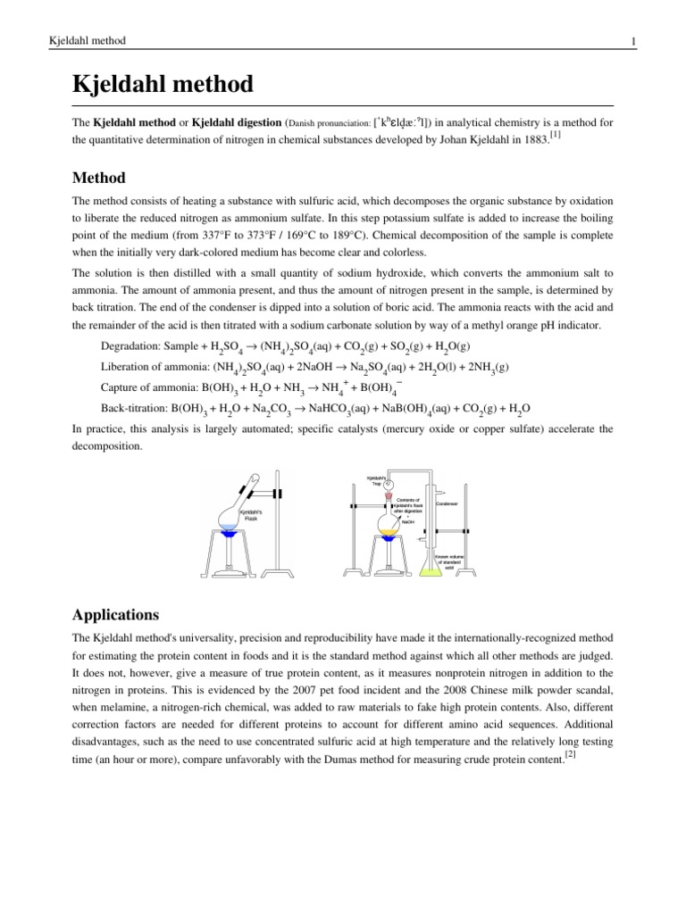 Kjeldahl Method PDF Chemical Compounds Chemical Elements