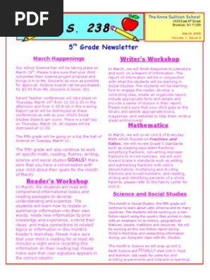 5th Grade March Newsletter