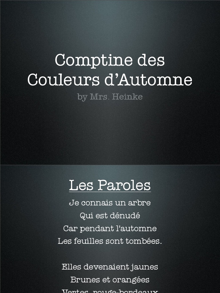 La Comptine Des Couleurs D automne Comptine Des Couleurs D'automne | PDF