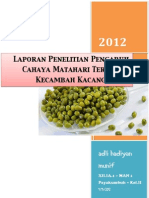 Laporan Penelitian Pengaruh Cahaya Matahari Terhadap Kecambah Kacang Hijau