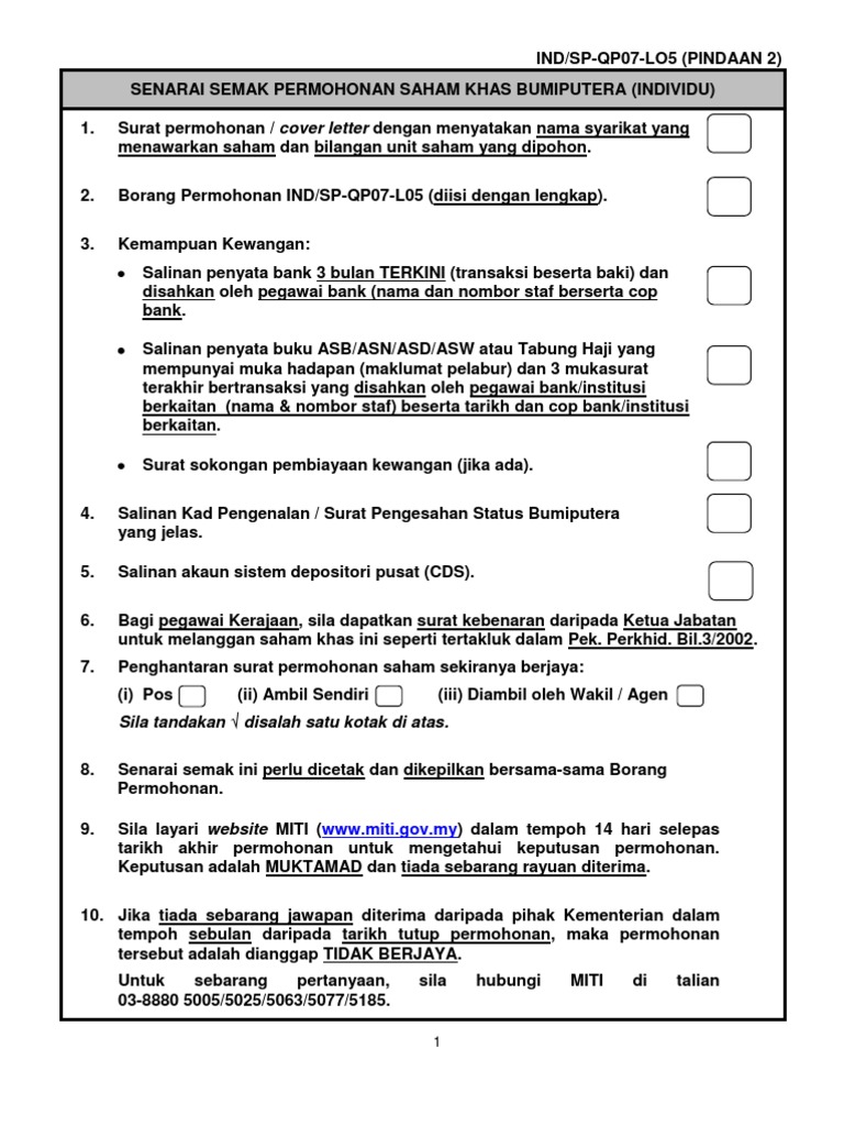 Borang Tabung Projek Usahawan Bumiputera Borang Permohonan Surat Sokongan