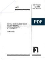 COVENIN 143-98 Rosca ISO para Tornillos - Sistema Métrico