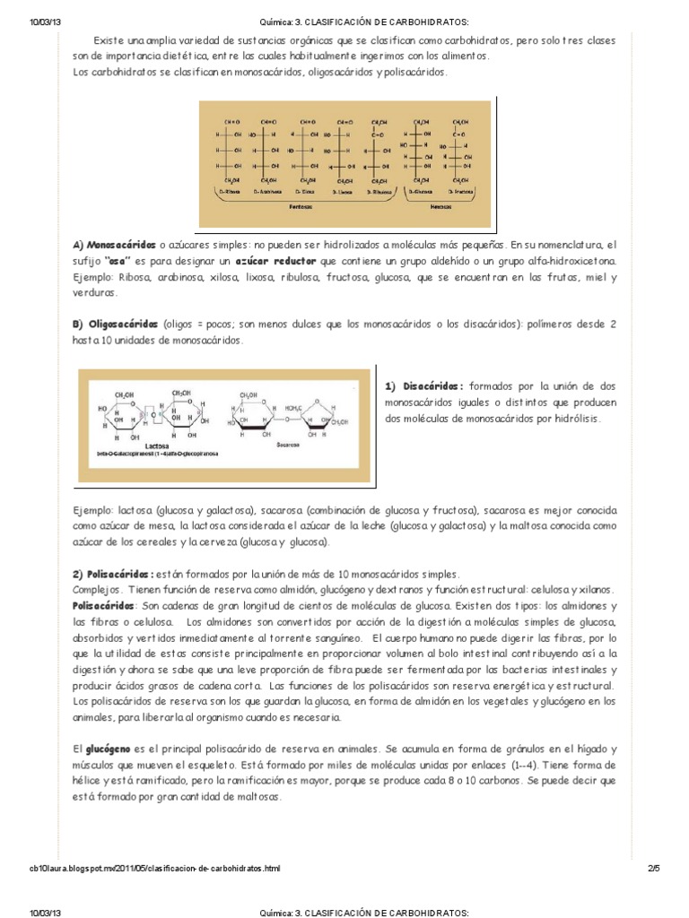 Clasificacion de Los Carbohidratos Glucosa Polisacárido