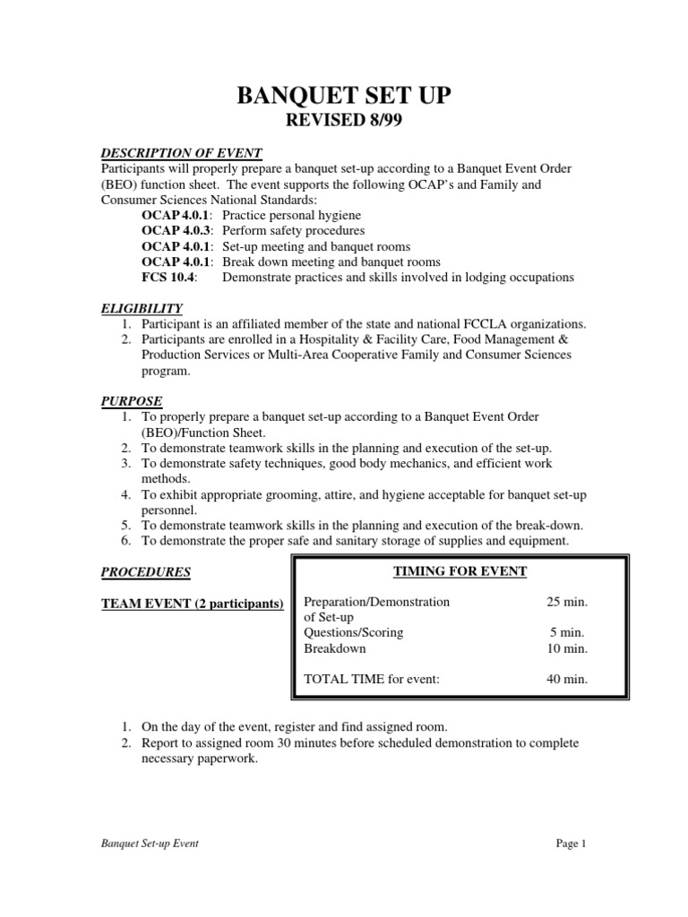 Banquet Set Up | Download Free PDF | Hygiene | Elevator