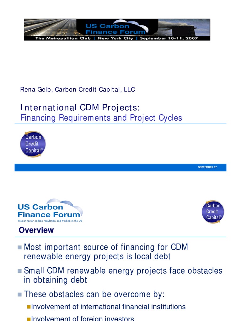 International CDM Projects:: Financing Requirements and Project Cycles ...