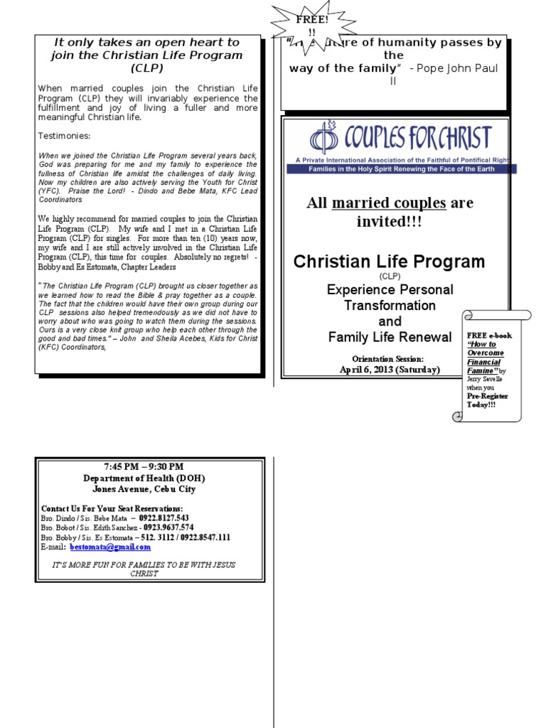 Christian Life Program Flyer | PDF