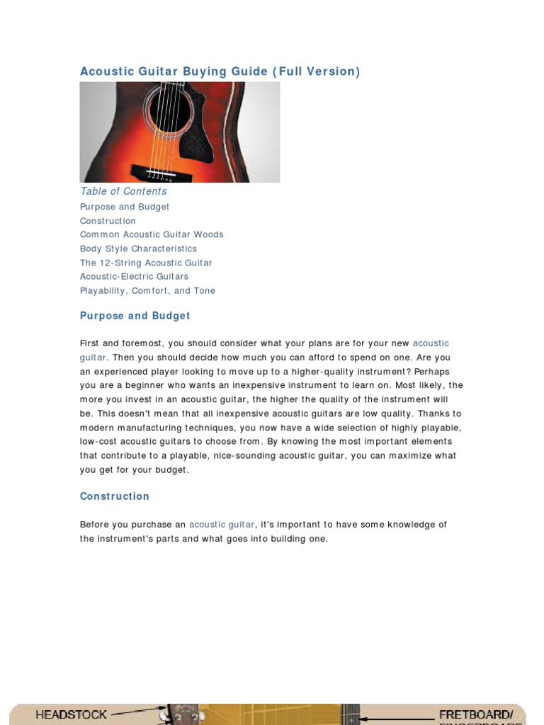 Acoustic Guitar Buying PDF Guitars String Instruments