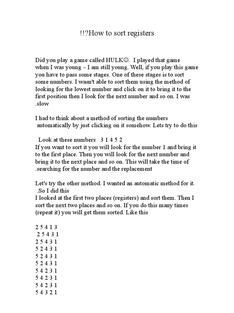 Sorting Numbers Automatically | PDF