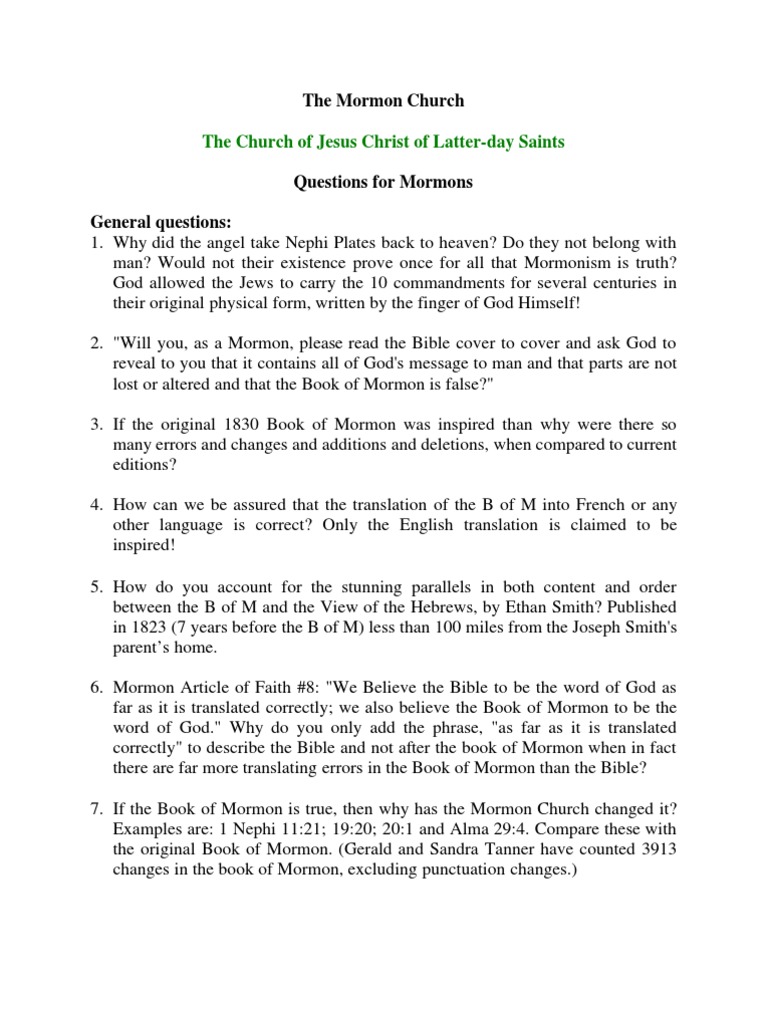 The Mormon Church The Church Of Jesus Christ Of Latter Day - 
