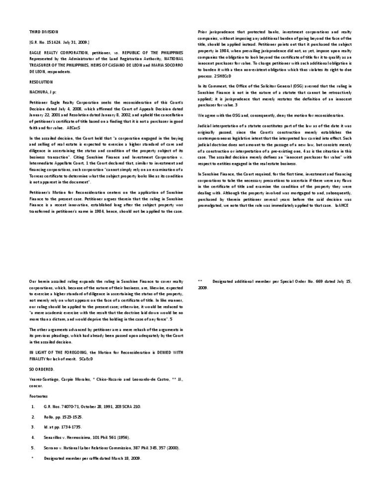 Eagle Realty Corporation vs. Republic of The Philippines G.R. No