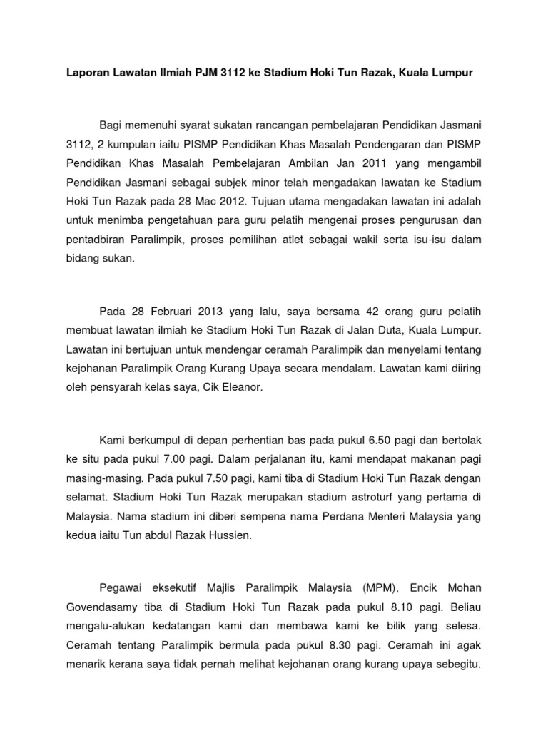 Laporan Lawatan Ilmiah Pjm 3112 Pdf