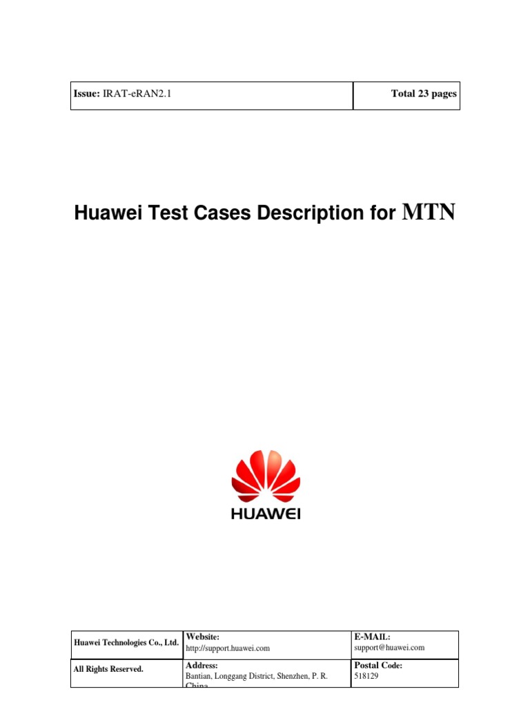 Huawei Test Cases Description For MTN (20120306) | PDF | Lte ...