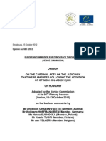 Comissão de Veneza (2012) parecer sobre imparcialidade judicial na Hungria