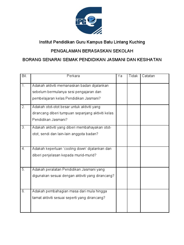 Borang Senarai Semak  PDF