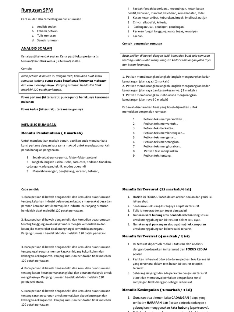 Tips Rumusan SPMN | PDF