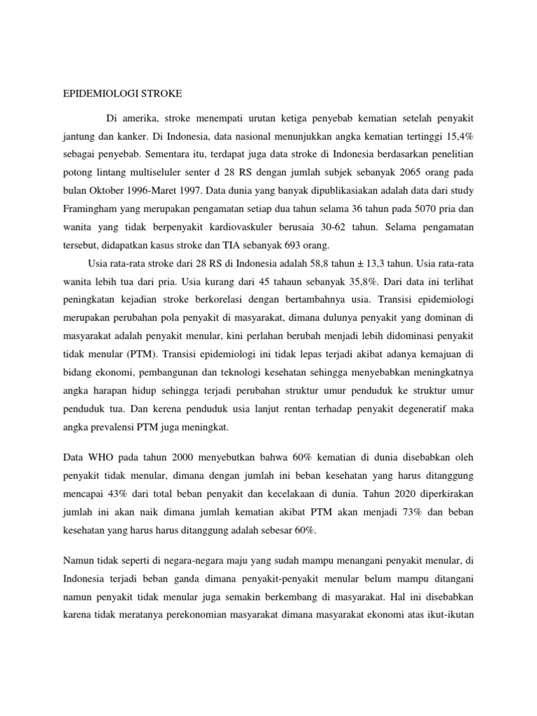 Epidemiologi dan Risiko Stroke di Indonesia | PDF