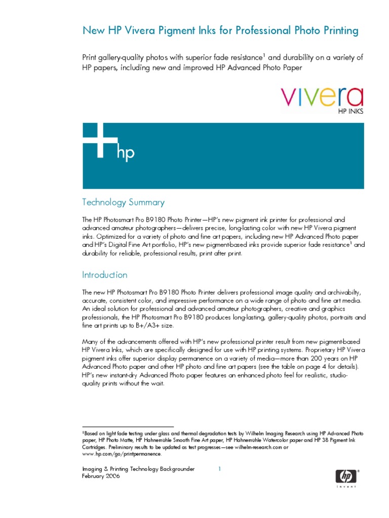 New HP Vivera Pigment Inks For Professional Photo Printing | Download ...