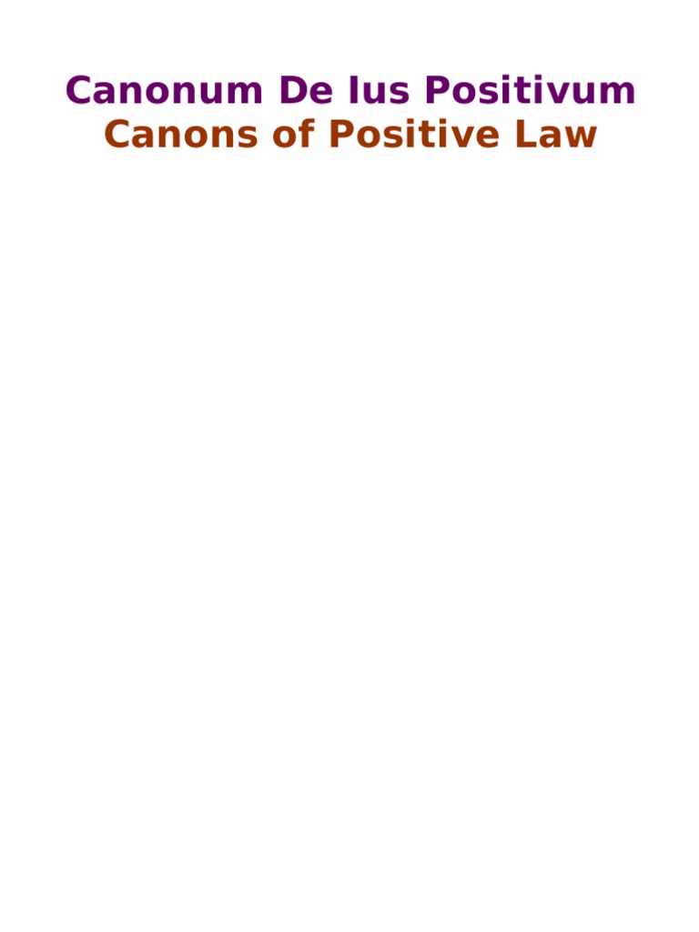 Canonum de Ius Positivum PDF Canon Law Argument