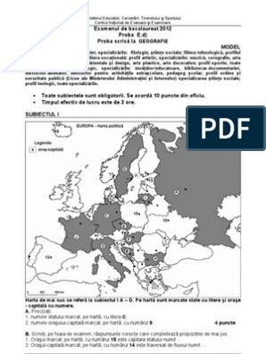Varianta Geografie-Bacalaureat | PDF