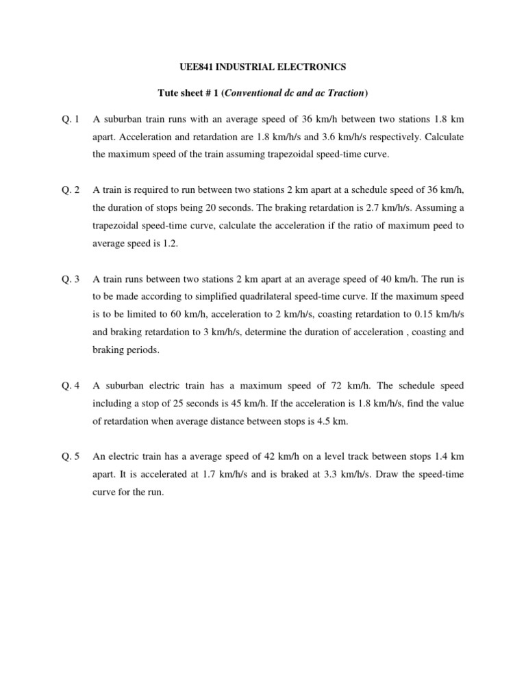 Industrial Electronics: Train Speed Calculations | PDF