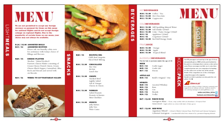 One Time Menu | PDF | Drink | Food And Drink