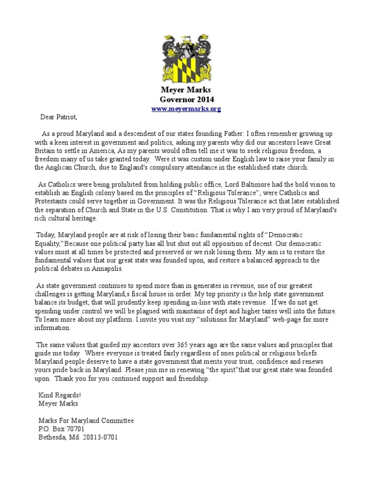 Intro Letter For Governor | PDF